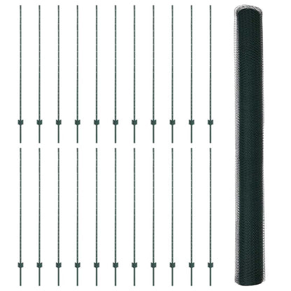 Zaun mit Pfosten Grün 1.5 x 50 m Stahl