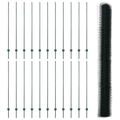 Zaun mit Pfosten Grün 1.6 x 50 m Stahl