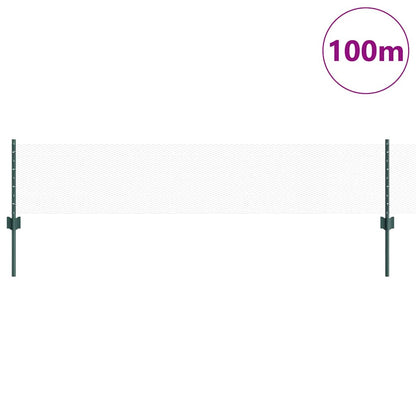 Zaun mit Pfosten Grün 0,4 x 100 m Stahl