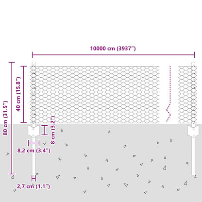 Zaun mit Pfosten Grün 0,4 x 100 m Stahl