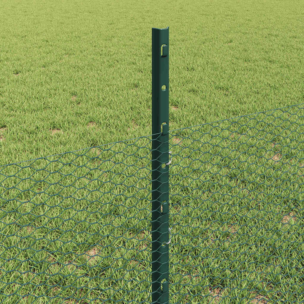 Zaun mit Pfosten Grün 0,5 x 100 m Stahl