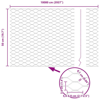 Zaun mit Pfosten Grün 0,5 x 100 m Stahl