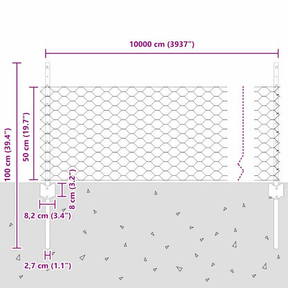 Zaun mit Pfosten Grün 0,5 x 100 m Stahl