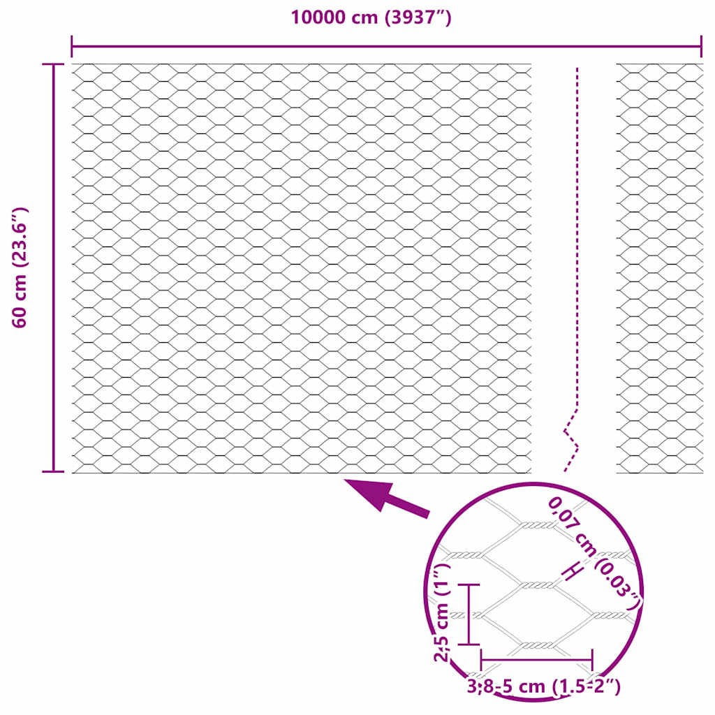 Zaun mit Pfosten Grün 0,6 x 100 m Stahl
