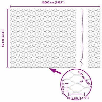 Zaun mit Pfosten Grün 0,6 x 100 m Stahl