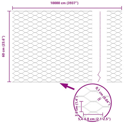 Zaun mit Pfosten Grün 0,6 x 100 m Stahl