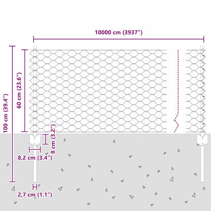 Zaun mit Pfosten Grün 0,6 x 100 m Stahl
