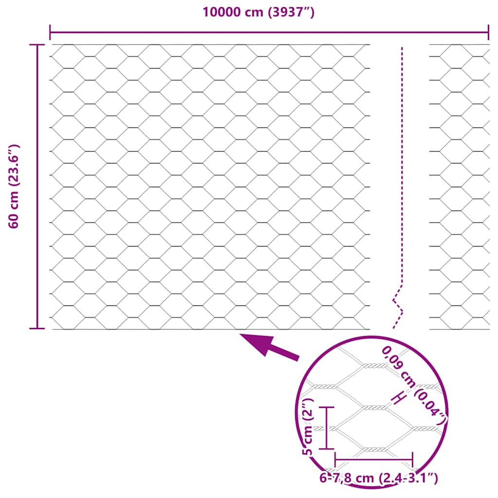 Zaun mit Pfosten Grün 0,6 x 100 m Stahl