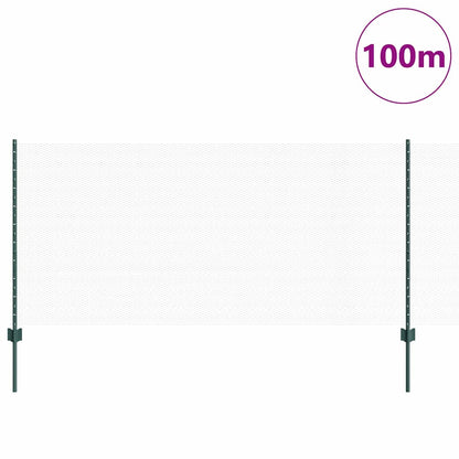 Zaun mit Pfosten Grün 1 x 100 m Stahl