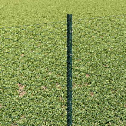 Zaun mit Pfosten Grün 1 x 100 m Stahl