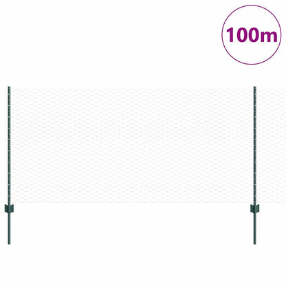 Zaun mit Pfosten Grün 1 x 100 m Stahl