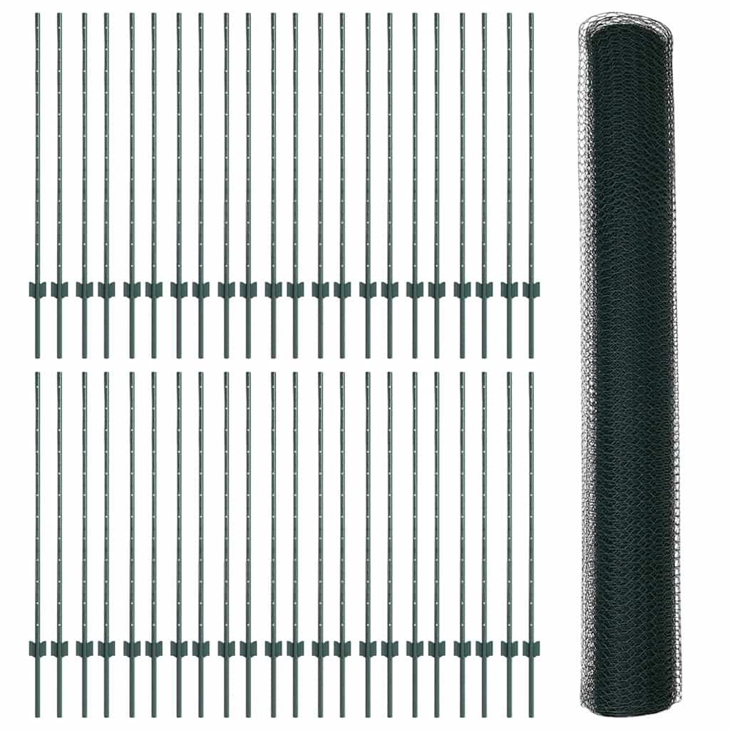 Zaun mit Pfosten Grün 1.2 x 100 m Stahl