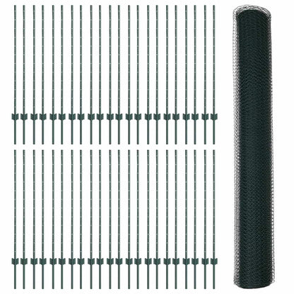 Zaun mit Pfosten Grün 1.2 x 100 m Stahl