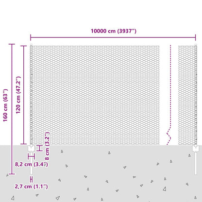 Zaun mit Pfosten Grün 1.2 x 100 m Stahl