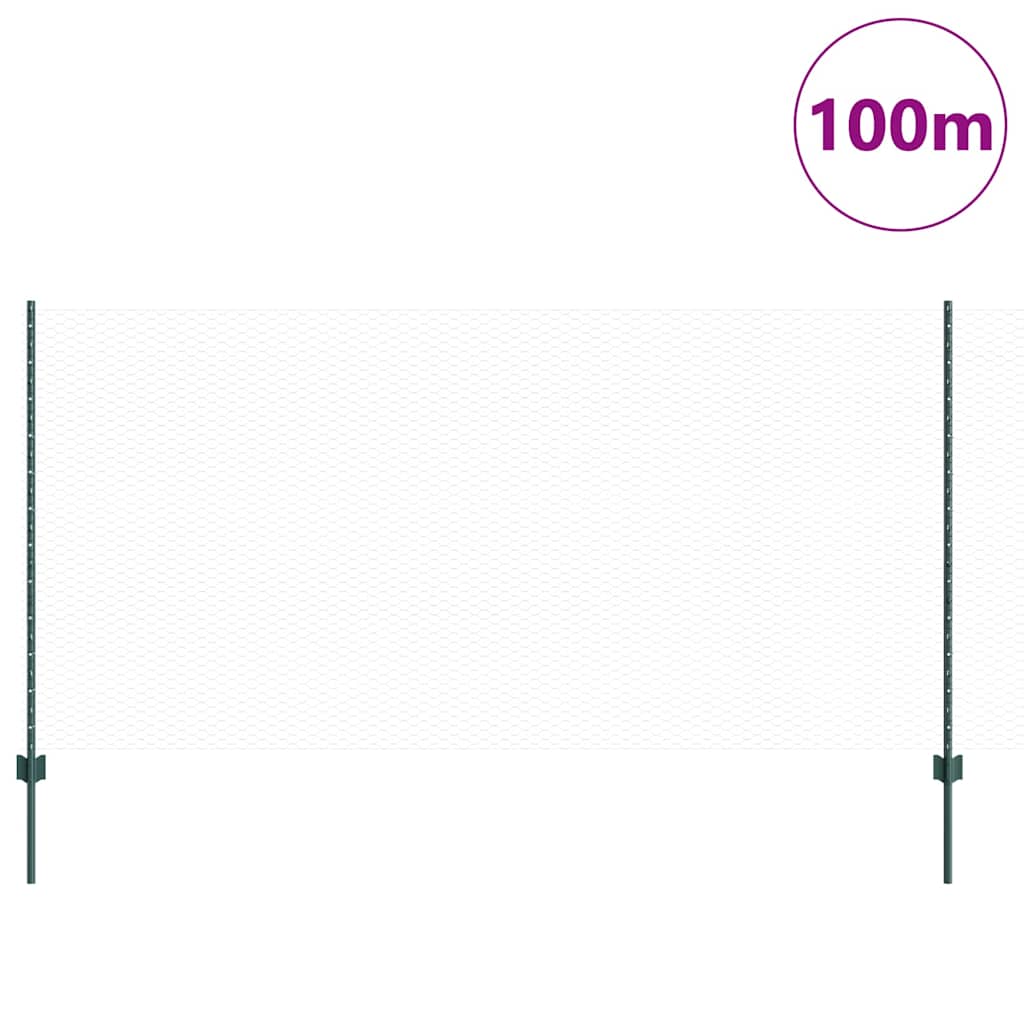 Zaun mit Pfosten Grün 1.2 x 100 m Stahl