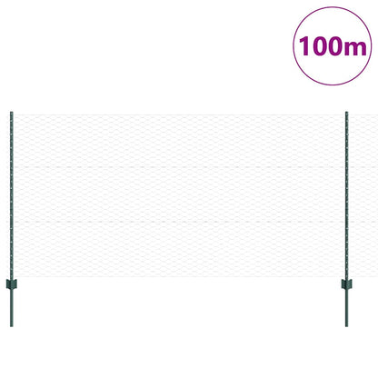 Zaun mit Pfosten Grün 1.2 x 100 m Stahl
