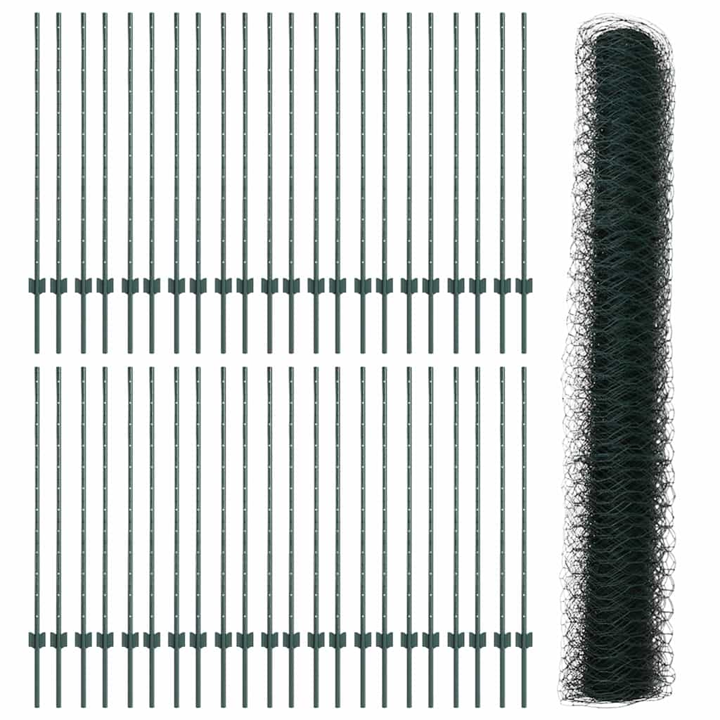 Zaun mit Pfosten Grün 1.2 x 100 m Stahl