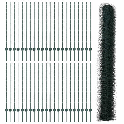 Zaun mit Pfosten Grün 1.2 x 100 m Stahl