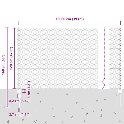 Zaun mit Pfosten Grün 1.2 x 100 m Stahl