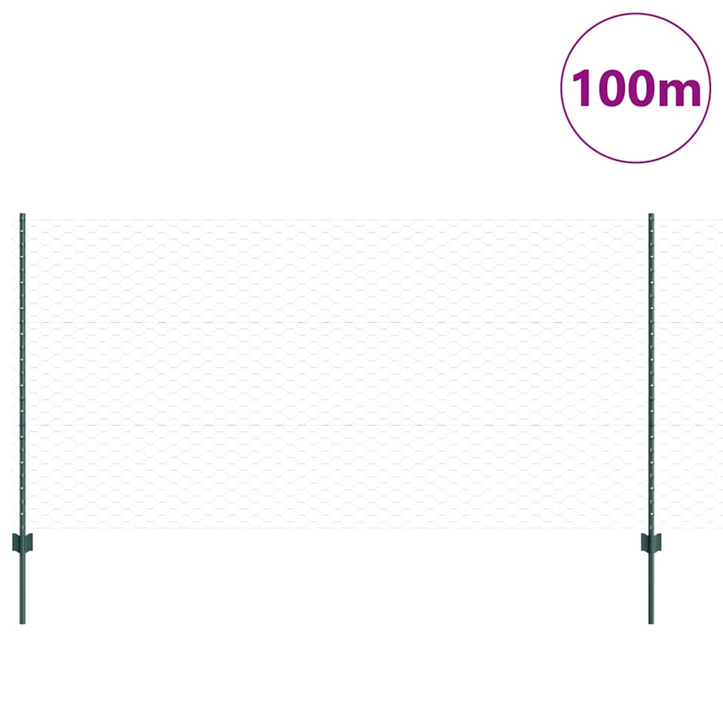 Zaun mit Pfosten Grün 1.2 x 100 m Stahl