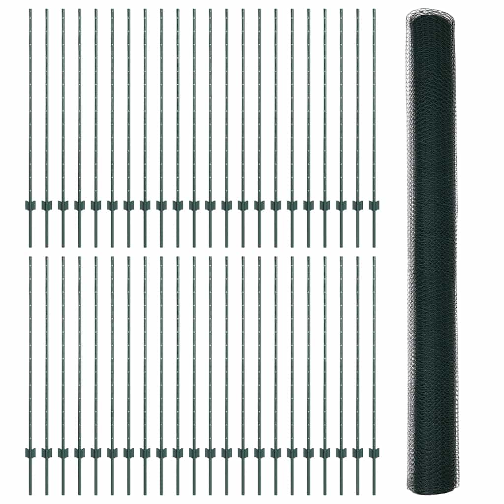 Zaun mit Pfosten Grün 1.4 x 100 m Stahl