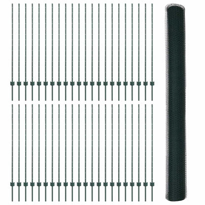 Zaun mit Pfosten Grün 1.4 x 100 m Stahl