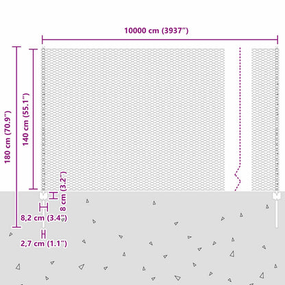 Zaun mit Pfosten Grün 1.4 x 100 m Stahl