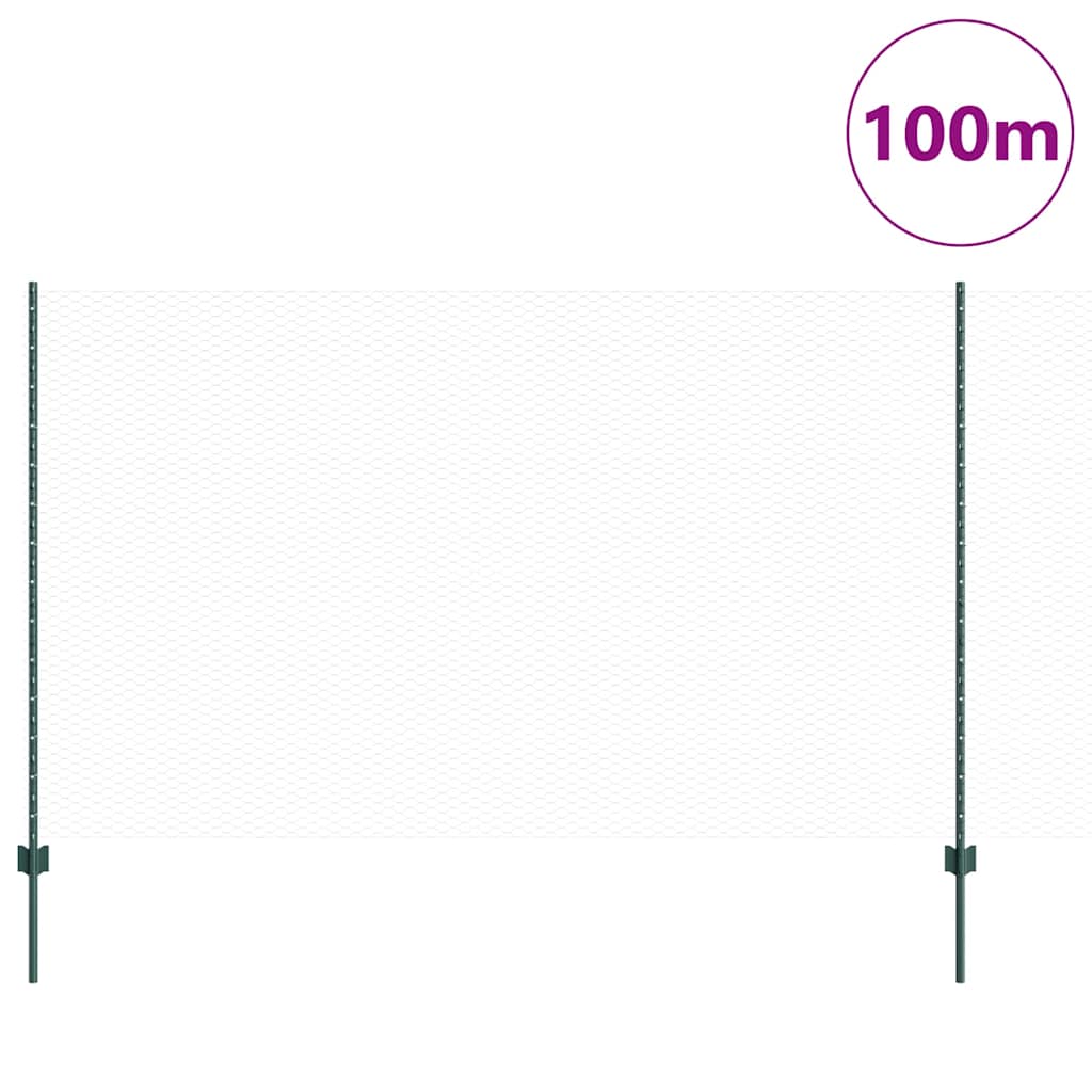 Zaun mit Pfosten Grün 1.4 x 100 m Stahl
