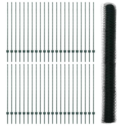 Zaun mit Pfosten Grün 1.4 x 100 m Stahl