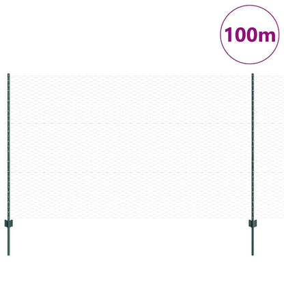 Zaun mit Pfosten Grün 1.4 x 100 m Stahl