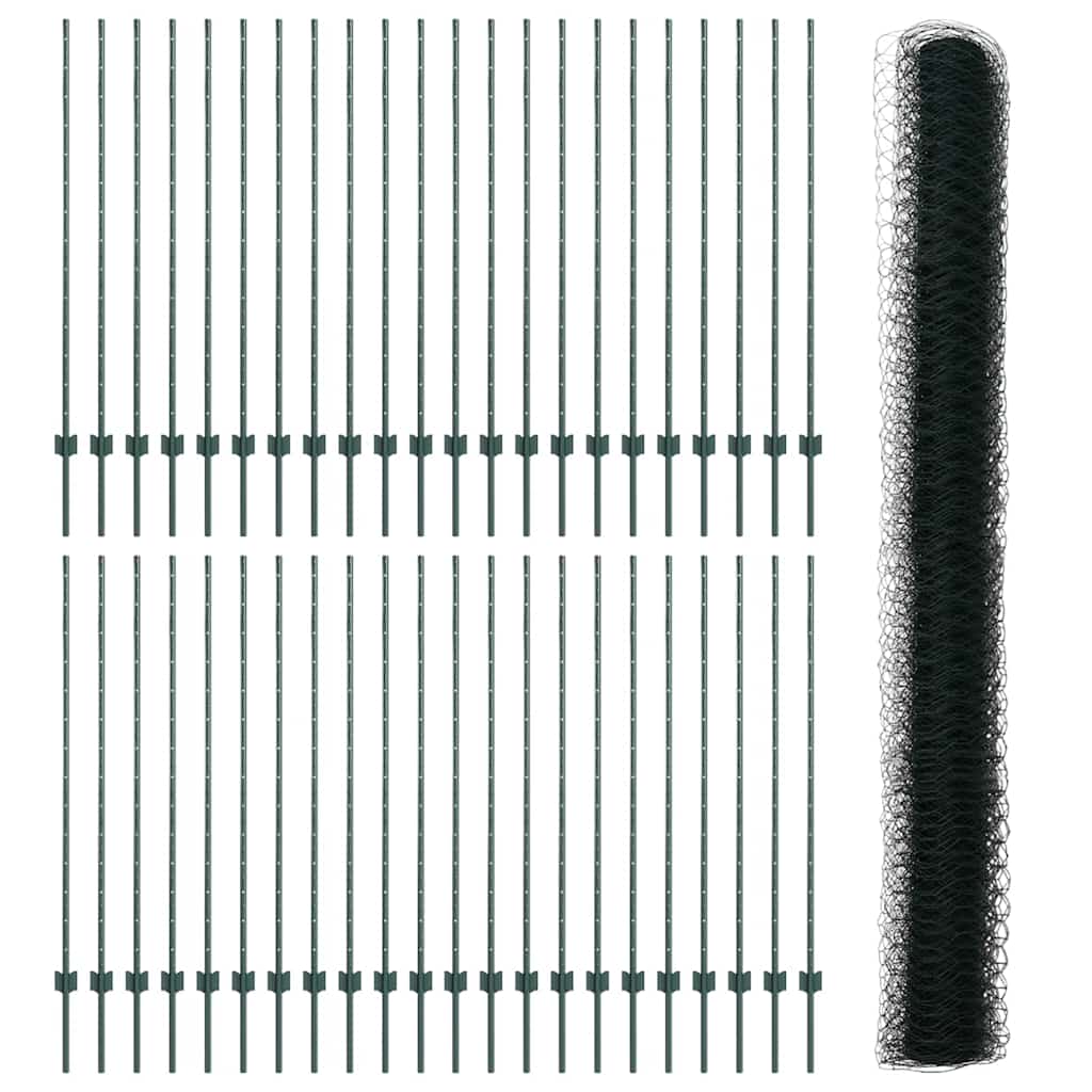 Zaun mit Pfosten Grün 1.4 x 100 m Stahl