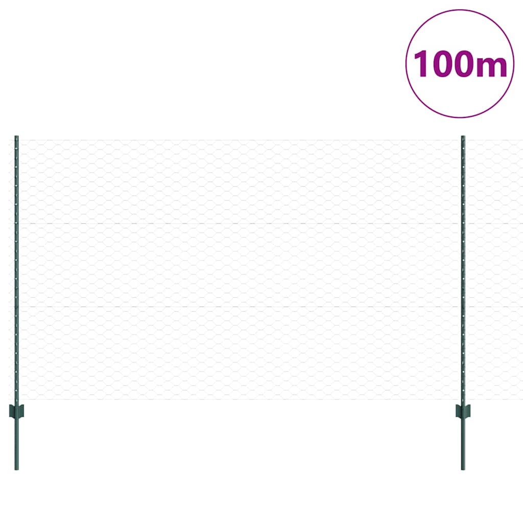 Zaun mit Pfosten Grün 1.4 x 100 m Stahl