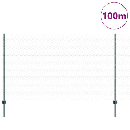 Zaun mit Pfosten Grün 1.4 x 100 m Stahl