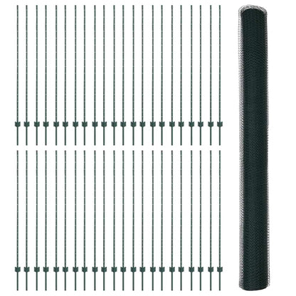 Zaun mit Pfosten Grün 1,5 x 100 m Stahl