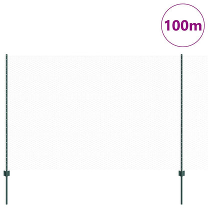 Zaun mit Pfosten Grün 1,5 x 100 m Stahl