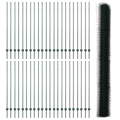 Zaun mit Pfosten Grün 1,5 x 100 m Stahl