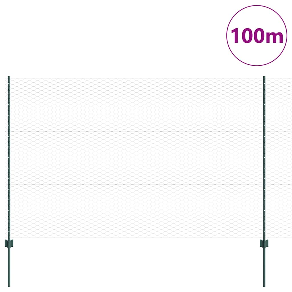 Zaun mit Pfosten Grün 1,5 x 100 m Stahl