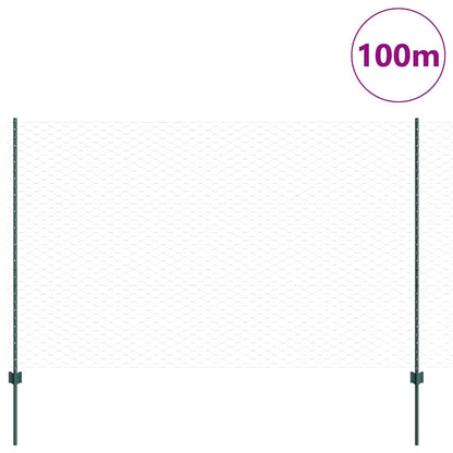 Zaun mit Pfosten Grün 1.6 x 100 m Stahl