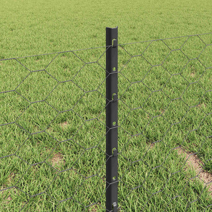 Zaun mit Pfosten Grau 0,4 x 10 m Stahl