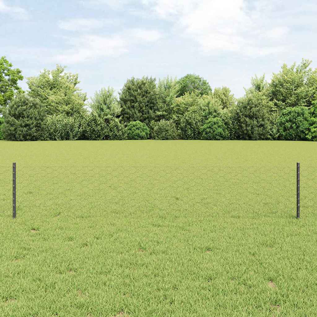 Zaun mit Pfosten Grau 0,4 x 10 m Stahl