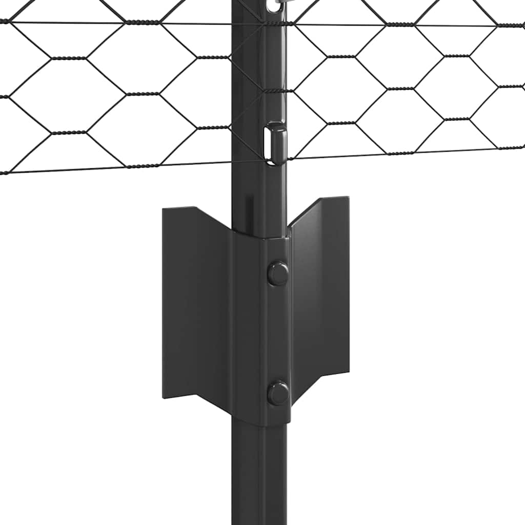 Zaun mit Pfosten Grau 0,5 x 10 m Stahl