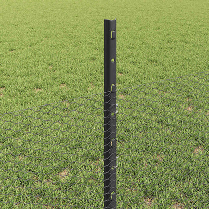 Zaun mit Pfosten Grau 0,5 x 10 m Stahl