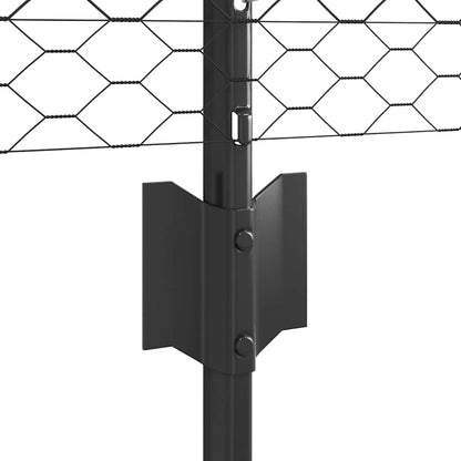 Zaun mit Pfosten Grau 0,5 x 10 m Stahl