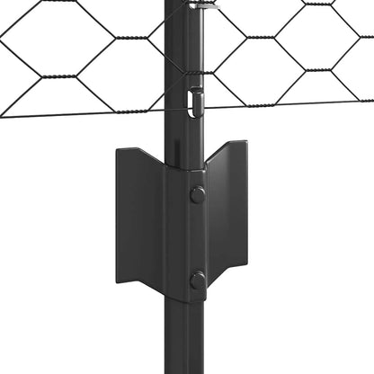 Zaun mit Pfosten Grau 0,6 x 10 m Stahl