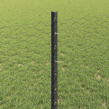 Zaun mit Pfosten Grau 0,8 x 10 m Stahl