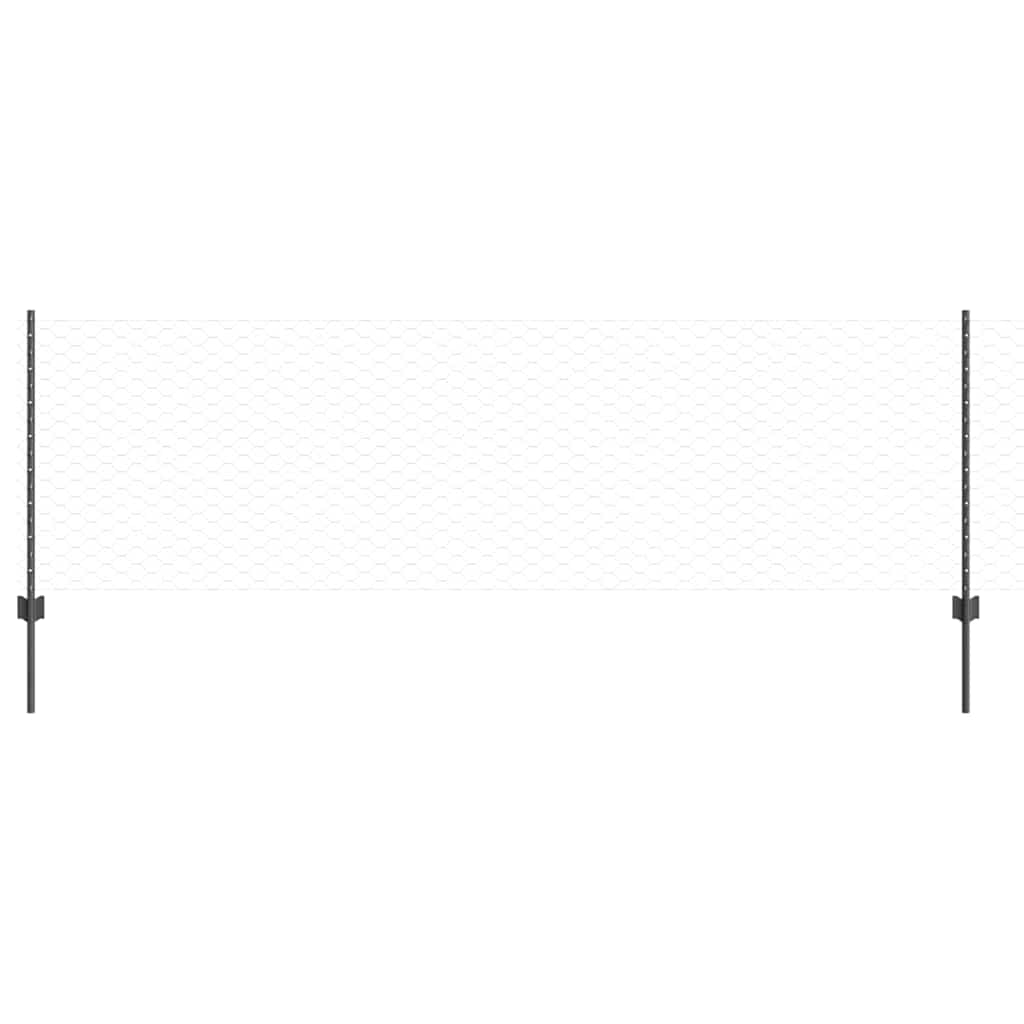 Zaun mit Pfosten Grau 0.8 x 10 m Stahl