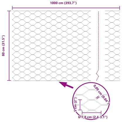 Zaun mit Pfosten Grau 0.8 x 10 m Stahl