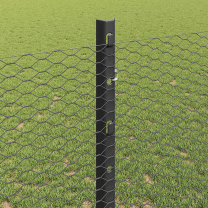 Zaun mit Pfosten Grau 1,2 x 10 m Stahl