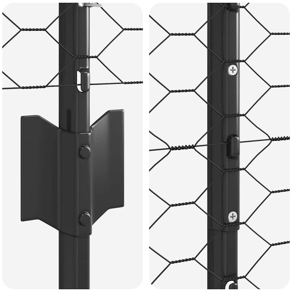 Zaun mit Pfosten Grau 1.2 x 10 m Stahl