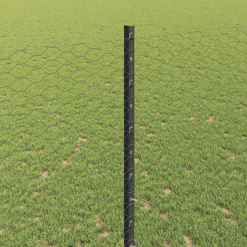 Zaun mit Pfosten Grau 1,4 x 10 m Stahl